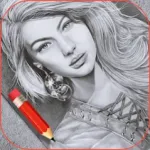 Pencil Sketch Photo Art Icon