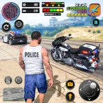 Police Moto Bike Chase Crime Icon