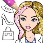 Fashion Coloring Book Glitter Icon