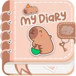 Diary with Fingerprint Lock Icon